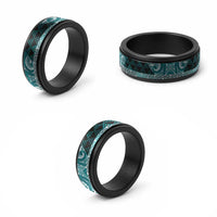 Matariki New Zealand Spinner Ring NZ Niho Taniwha Maori New Year Cyan Galaxy LT14 - Polynesian Pride