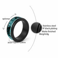 Matariki New Zealand Spinner Ring NZ Niho Taniwha Maori New Year Cyan Galaxy LT14 - Polynesian Pride