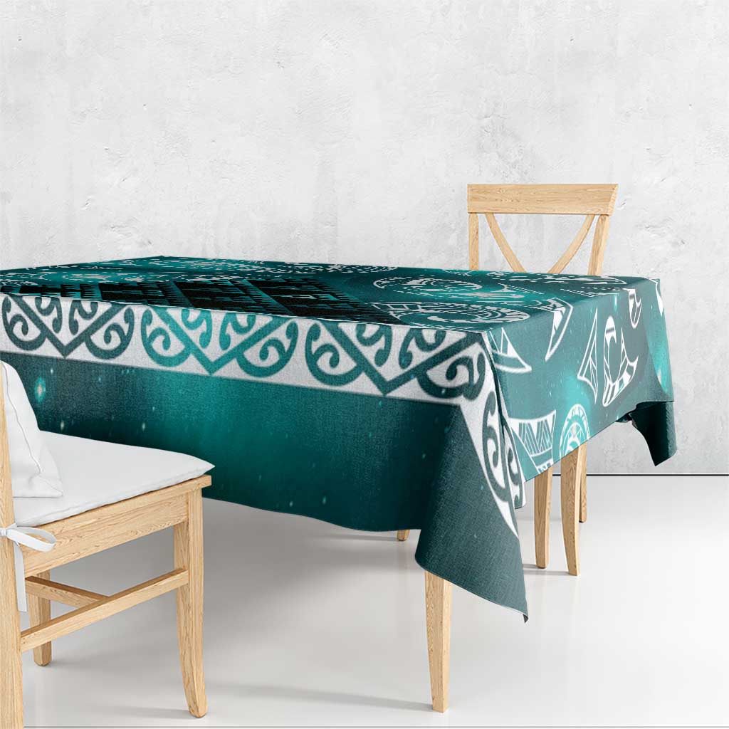 Matariki New Zealand Tablecloth NZ Niho Taniwha Maori New Year Cyan Galaxy