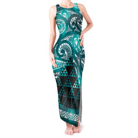 Matariki New Zealand Tank Maxi Dress NZ Niho Taniwha Maori New Year Cyan Galaxy LT14 Women Cyan - Polynesian Pride