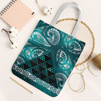 Matariki New Zealand Tote Bag NZ Niho Taniwha Maori New Year Cyan Galaxy LT14 White Strap One Size Cyan - Polynesian Pride