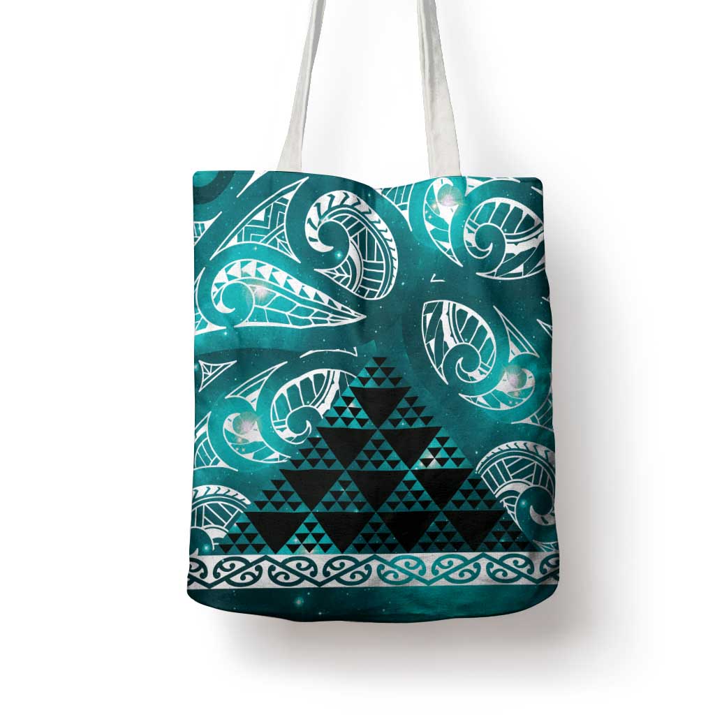 Matariki New Zealand Tote Bag NZ Niho Taniwha Maori New Year Cyan Galaxy LT14 - Polynesian Pride