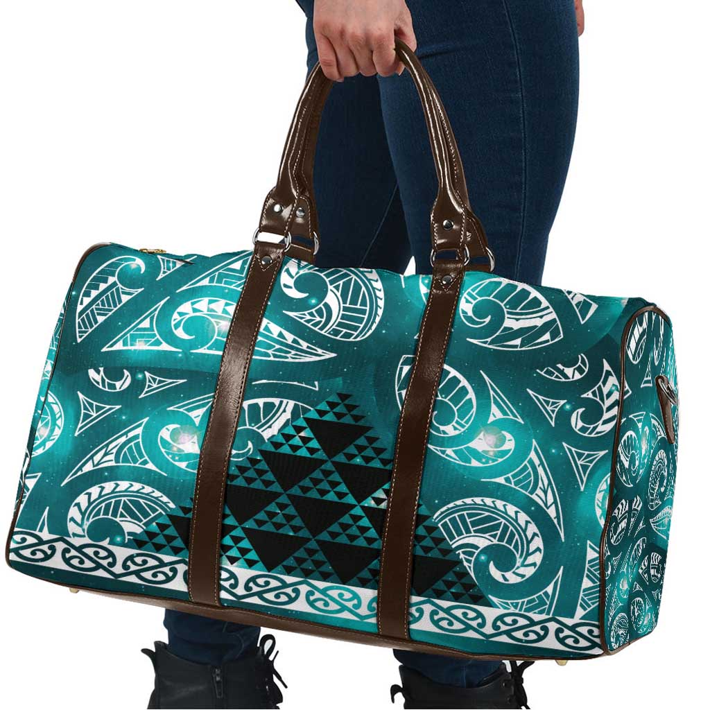Matariki New Zealand Travel Bag NZ Niho Taniwha Maori New Year Cyan Galaxy LT14 - Polynesian Pride