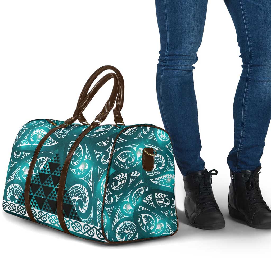 Matariki New Zealand Travel Bag NZ Niho Taniwha Maori New Year Cyan Galaxy LT14 - Polynesian Pride