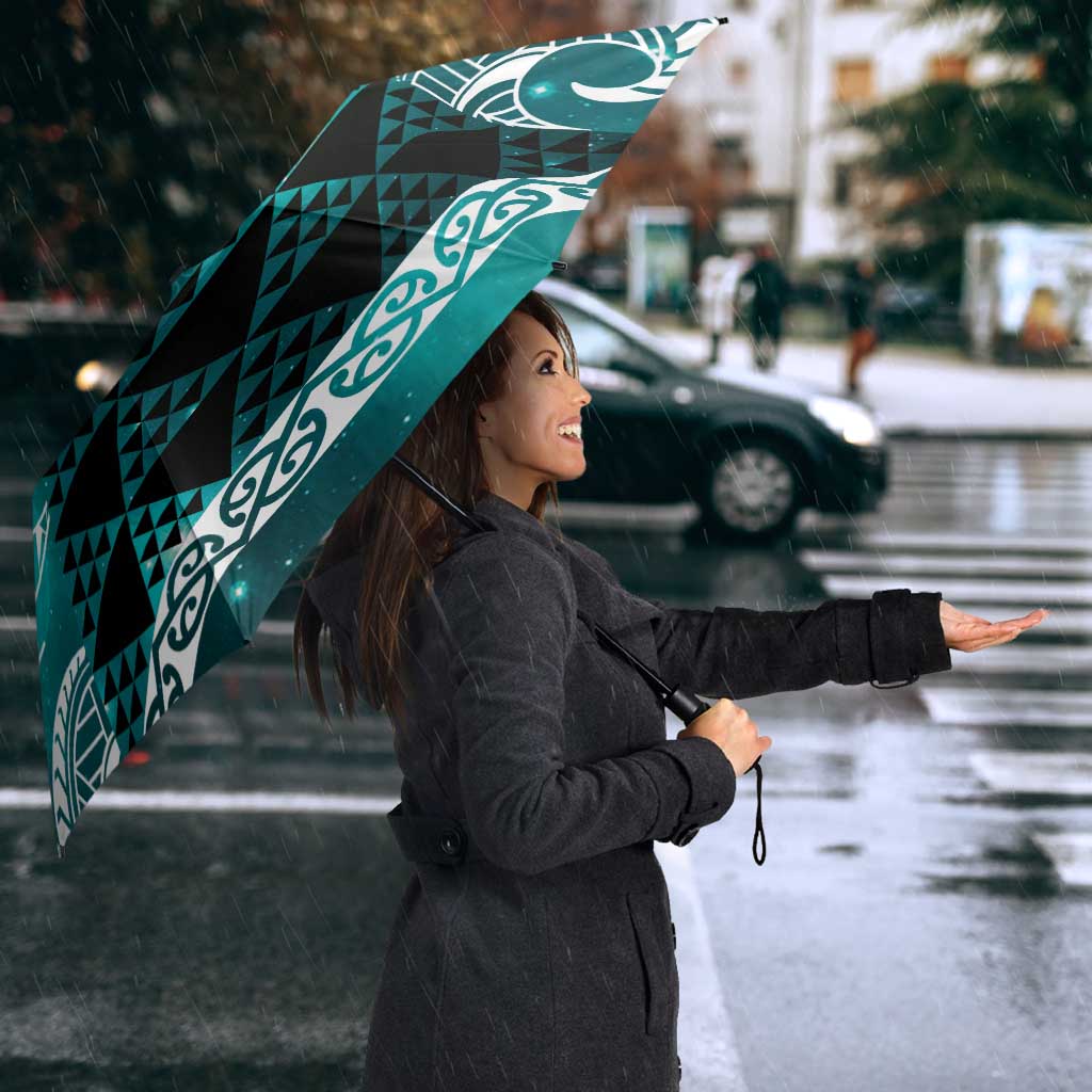 Matariki New Zealand Umbrella NZ Niho Taniwha Maori New Year Cyan Galaxy