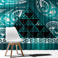 Matariki New Zealand Window Curtain NZ Niho Taniwha Maori New Year Cyan Galaxy