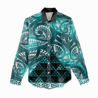 Matariki New Zealand Women Casual Shirt NZ Niho Taniwha Maori New Year Cyan Galaxy