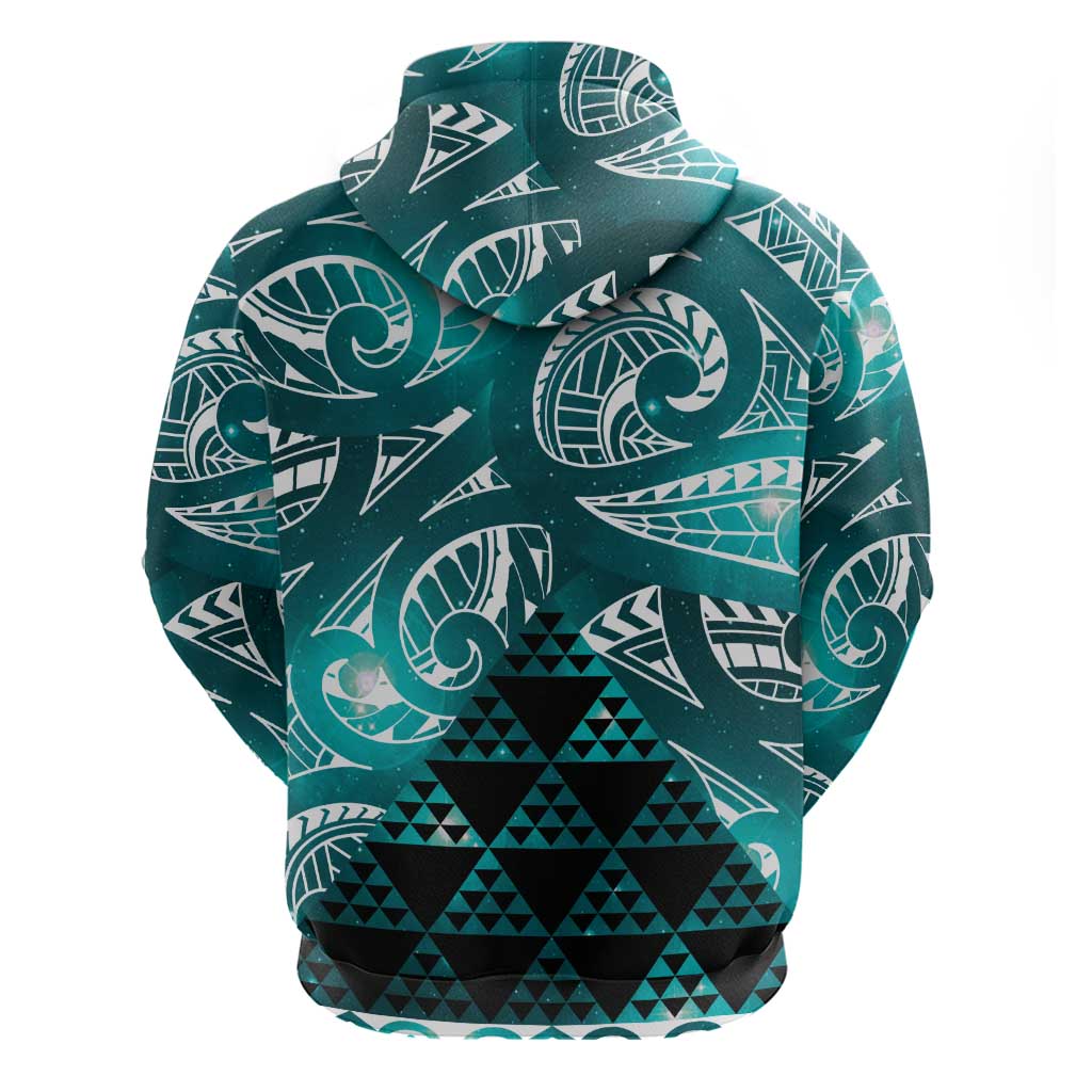 Matariki New Zealand Zip Hoodie NZ Niho Taniwha Maori New Year Cyan Galaxy LT14 - Polynesian Pride