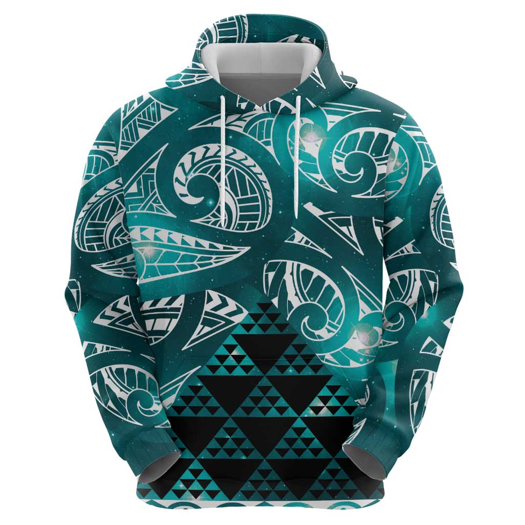Matariki New Zealand Zip Hoodie NZ Niho Taniwha Maori New Year Cyan Galaxy LT14 - Polynesian Pride