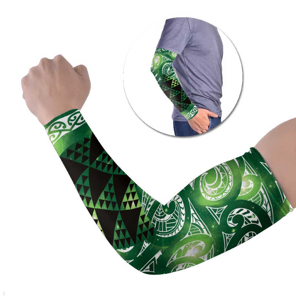 Matariki New Zealand Arm Sleeves NZ Niho Taniwha Maori New Year Green Galaxy LT14 Set of 2 Green - Polynesian Pride