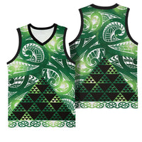 Matariki New Zealand Basketball Jersey NZ Niho Taniwha Maori New Year Green Galaxy LT14 - Polynesian Pride