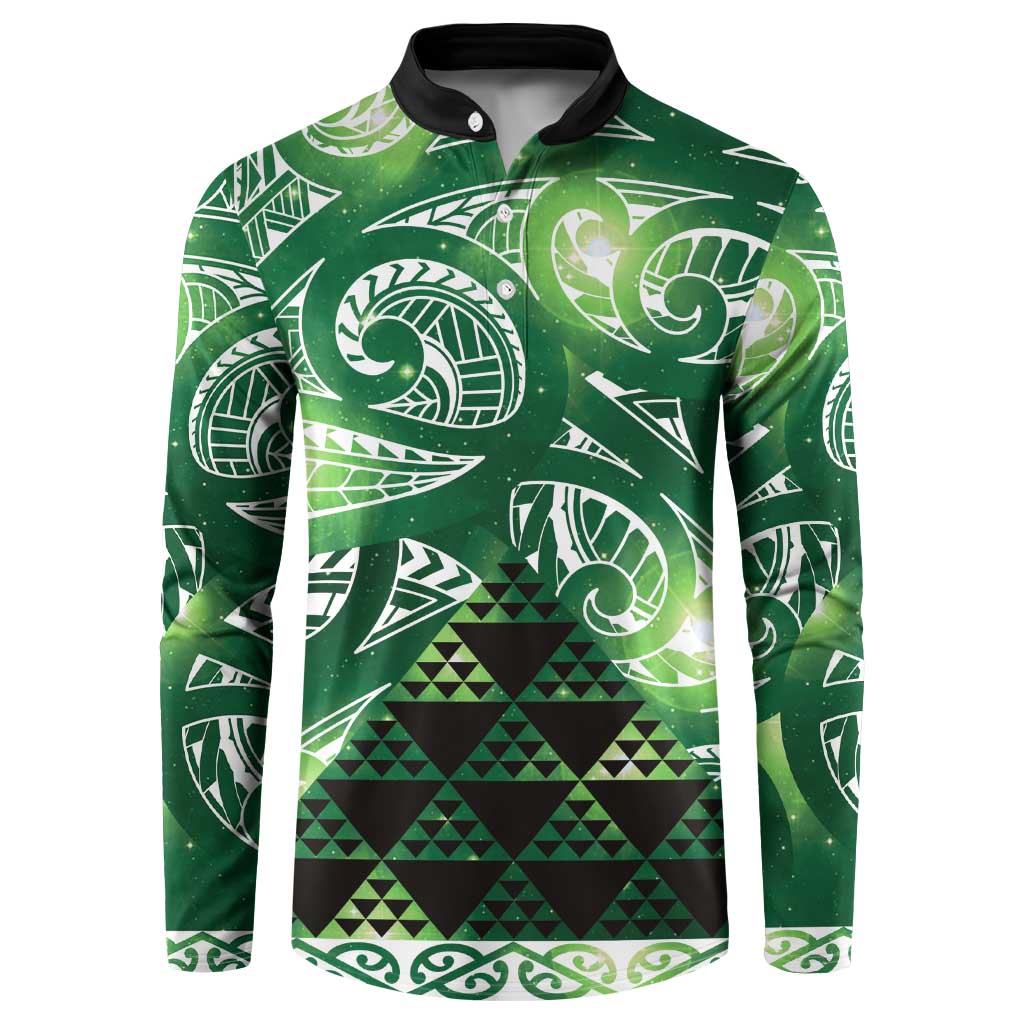 Matariki New Zealand Button Sweatshirt NZ Niho Taniwha Maori New Year Green Galaxy LT14 Green - Polynesian Pride