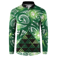 Matariki New Zealand Button Sweatshirt NZ Niho Taniwha Maori New Year Green Galaxy LT14 Green - Polynesian Pride