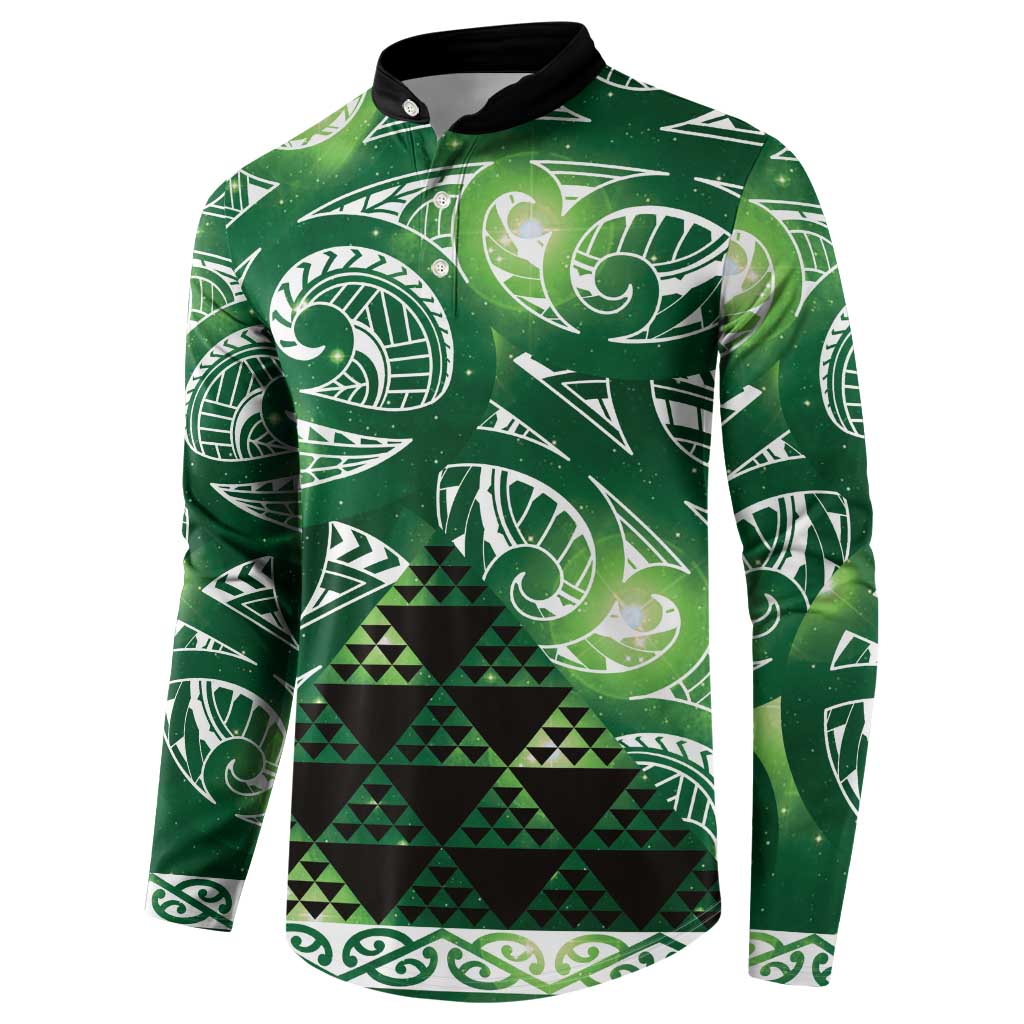 Matariki New Zealand Button Sweatshirt NZ Niho Taniwha Maori New Year Green Galaxy LT14 - Polynesian Pride