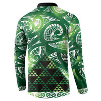 Matariki New Zealand Button Sweatshirt NZ Niho Taniwha Maori New Year Green Galaxy LT14 - Polynesian Pride
