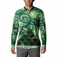 Matariki New Zealand Button Sweatshirt NZ Niho Taniwha Maori New Year Green Galaxy LT14 - Polynesian Pride