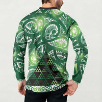 Matariki New Zealand Button Sweatshirt NZ Niho Taniwha Maori New Year Green Galaxy LT14 - Polynesian Pride