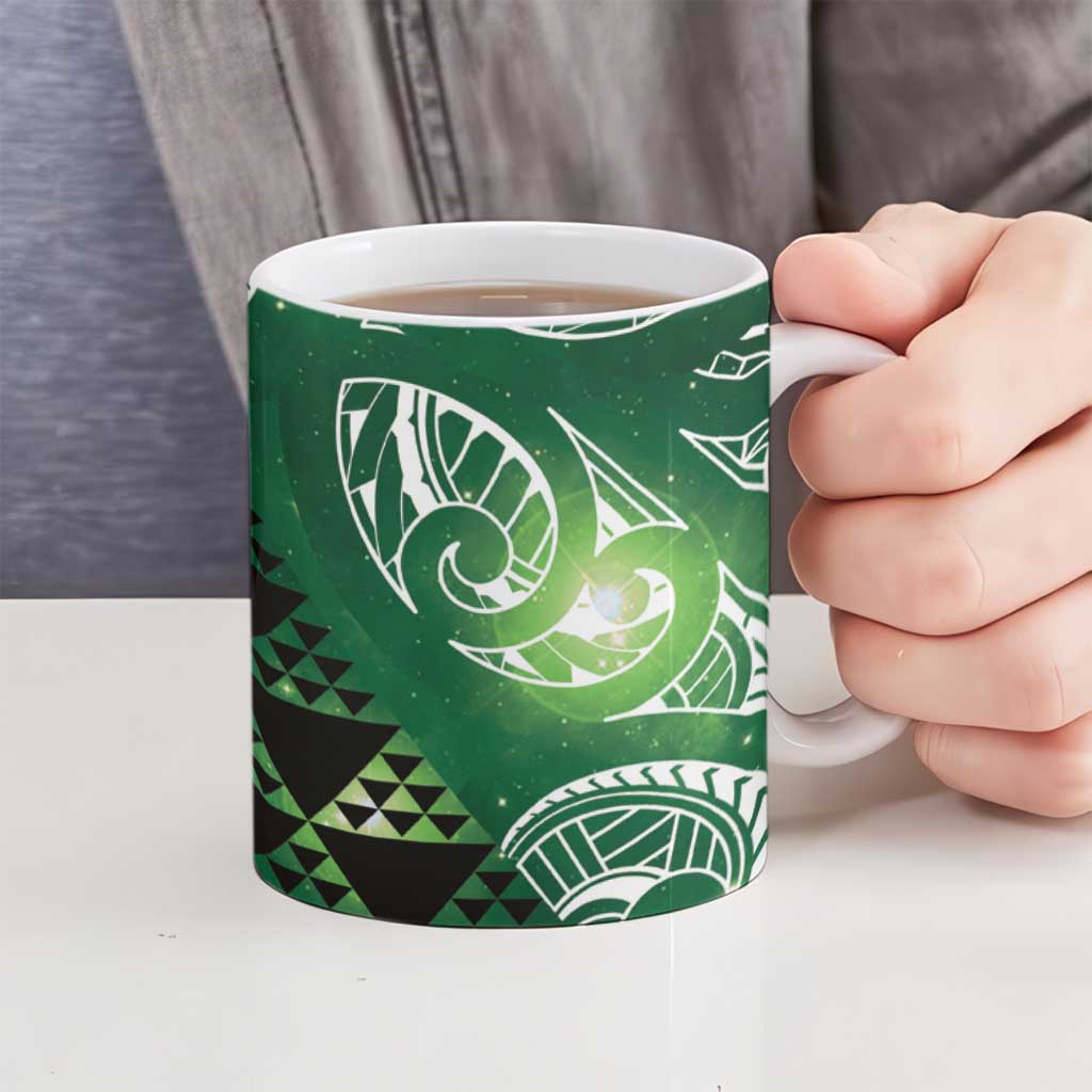 Matariki New Zealand Ceramic Mug NZ Niho Taniwha Maori New Year Green Galaxy