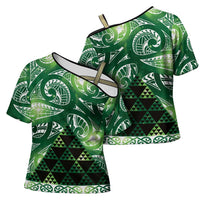 Matariki New Zealand Cross Shoulder Shirt NZ Niho Taniwha Maori New Year Green Galaxy LT14 - Polynesian Pride