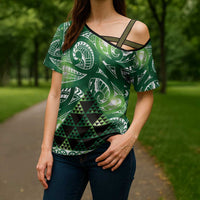 Matariki New Zealand Cross Shoulder Shirt NZ Niho Taniwha Maori New Year Green Galaxy LT14 - Polynesian Pride