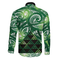 Matariki New Zealand Family Matching Off Shoulder Maxi Dress and Hawaiian Shirt NZ Niho Taniwha Maori New Year Green Galaxy LT14 - Polynesian Pride