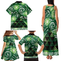 Matariki New Zealand Family Matching Tank Maxi Dress and Hawaiian Shirt NZ Niho Taniwha Maori New Year Green Galaxy LT14 - Polynesian Pride