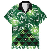 Matariki New Zealand Family Matching Tank Maxi Dress and Hawaiian Shirt NZ Niho Taniwha Maori New Year Green Galaxy LT14 Dad's Shirt - Short Sleeve Green - Polynesian Pride