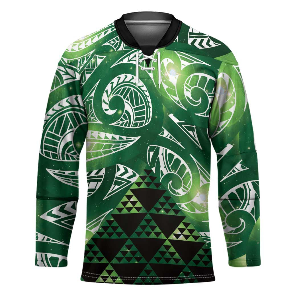 Matariki New Zealand Hockey Jersey NZ Niho Taniwha Maori New Year Green Galaxy LT14 Unisex Green - Polynesian Pride