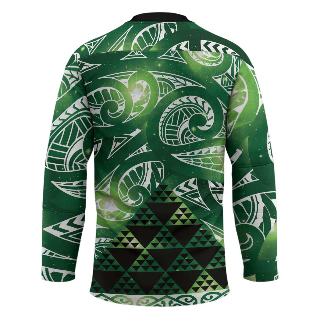 Matariki New Zealand Hockey Jersey NZ Niho Taniwha Maori New Year Green Galaxy LT14 - Polynesian Pride