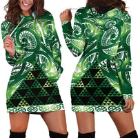 Matariki New Zealand Hoodie Dress NZ Niho Taniwha Maori New Year Green Galaxy