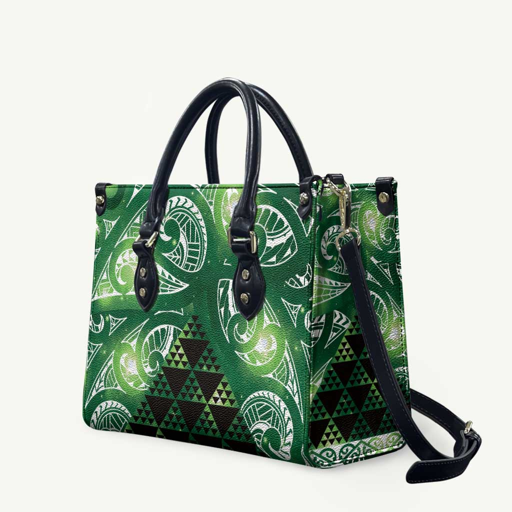 Matariki New Zealand Leather Bag NZ Niho Taniwha Maori New Year Green Galaxy LT14 Green - Polynesian Pride