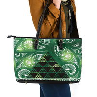 Matariki New Zealand Leather Tote Bag NZ Niho Taniwha Maori New Year Green Galaxy LT14 - Polynesian Pride