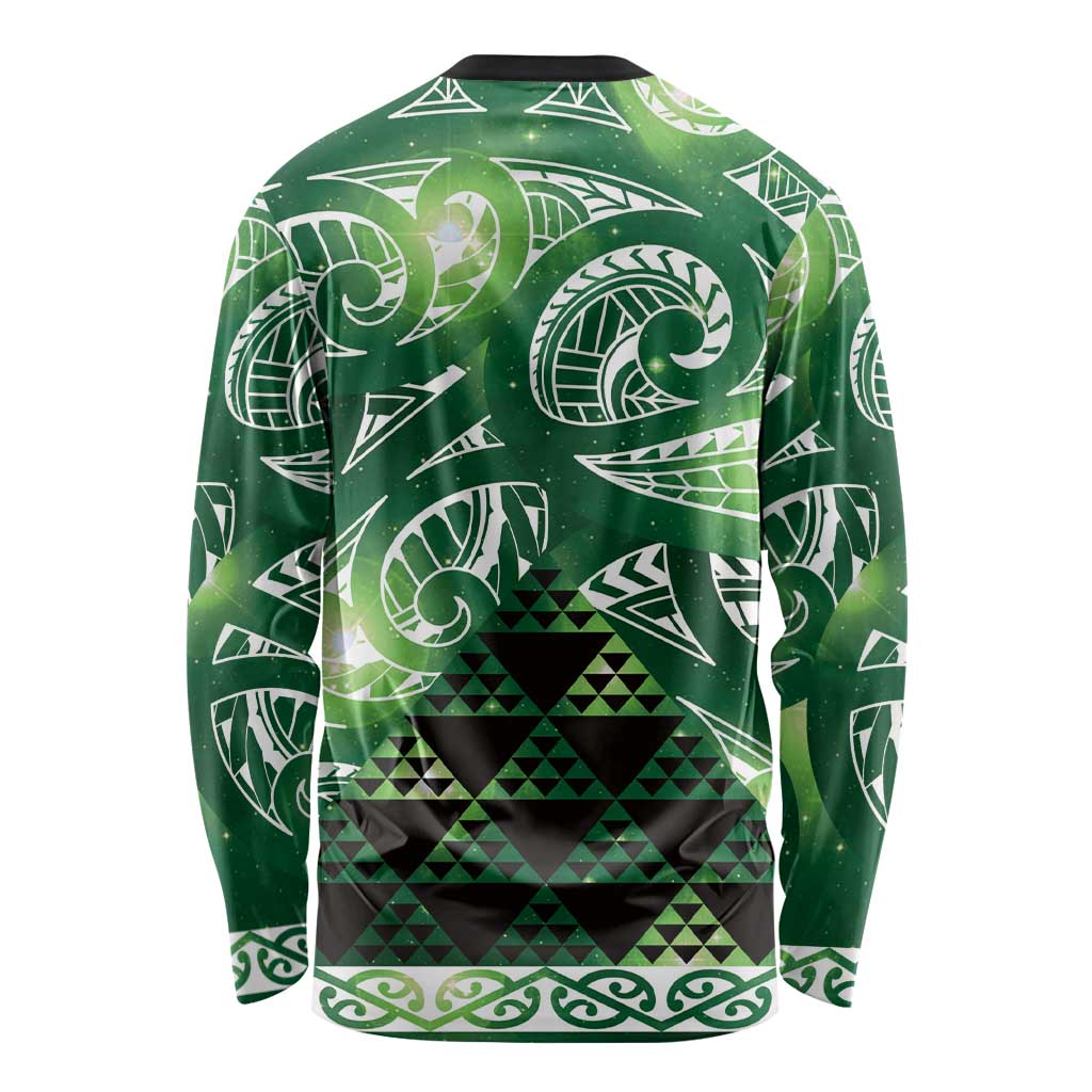 Matariki New Zealand Long Sleeve Shirt NZ Niho Taniwha Maori New Year Green Galaxy