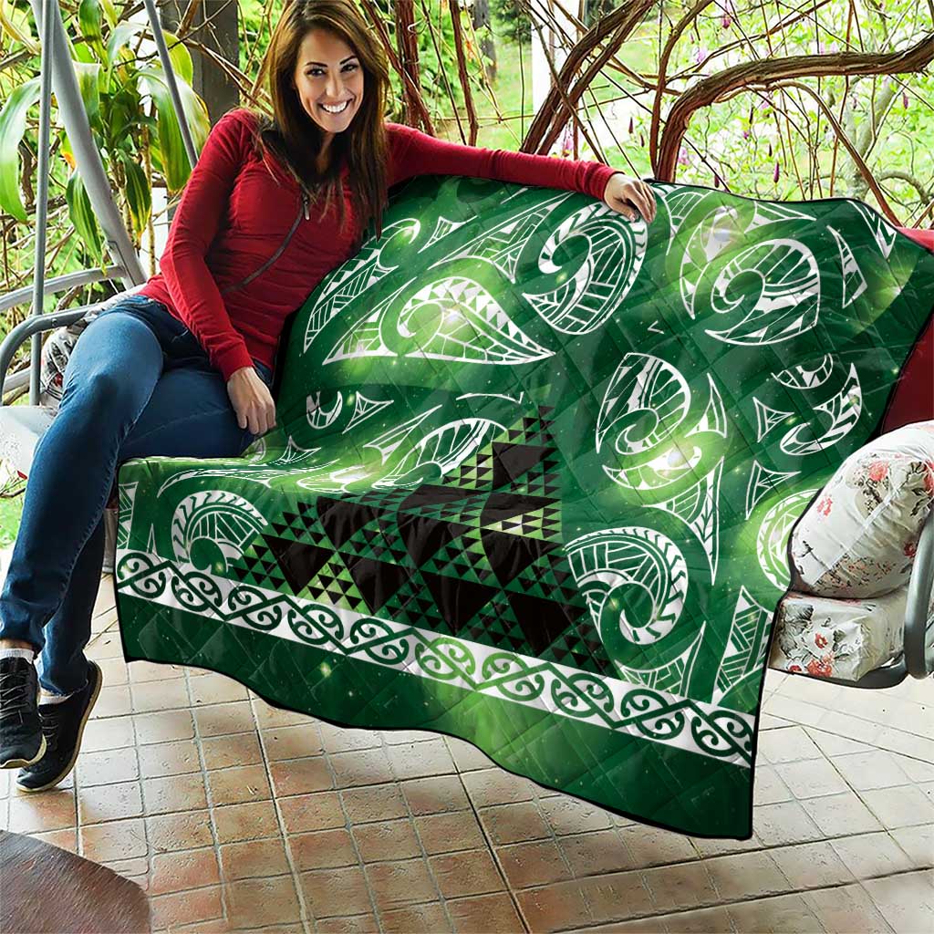 Matariki New Zealand Quilt NZ Niho Taniwha Maori New Year Green Galaxy