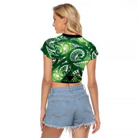 Matariki New Zealand Raglan Cropped T Shirt NZ Niho Taniwha Maori New Year Green Galaxy LT14 - Polynesian Pride