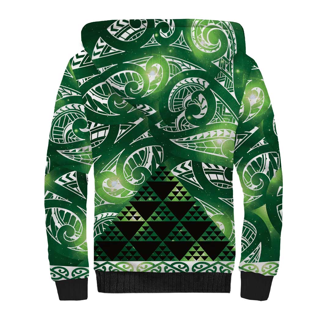 Matariki New Zealand Sherpa Hoodie NZ Niho Taniwha Maori New Year Green Galaxy LT14 - Polynesian Pride