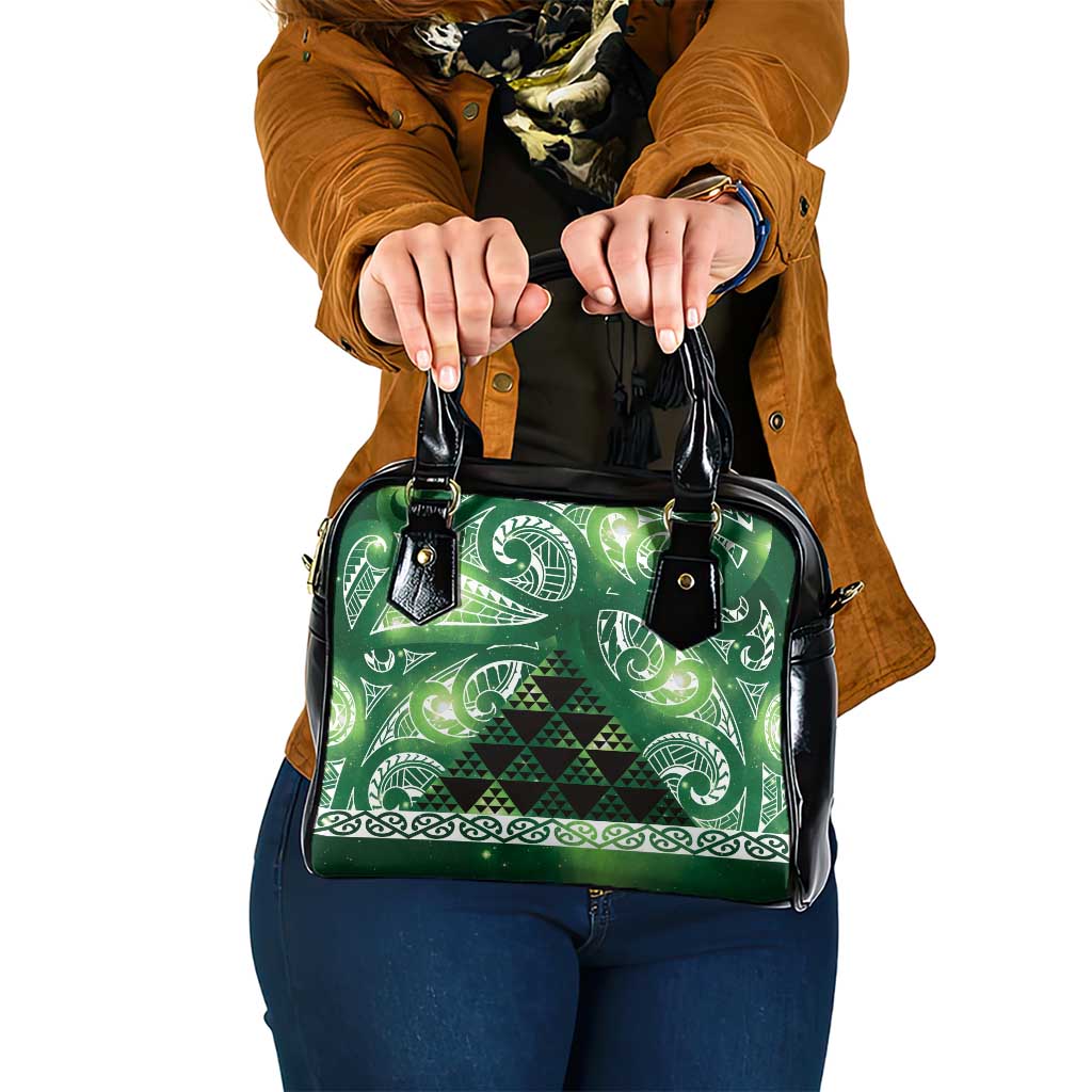 Matariki New Zealand Shoulder Handbag NZ Niho Taniwha Maori New Year Green Galaxy LT14 One Size Green - Polynesian Pride
