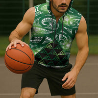 Matariki New Zealand Sleeveless Zip Hoodie NZ Niho Taniwha Maori New Year Green Galaxy LT14 - Polynesian Pride
