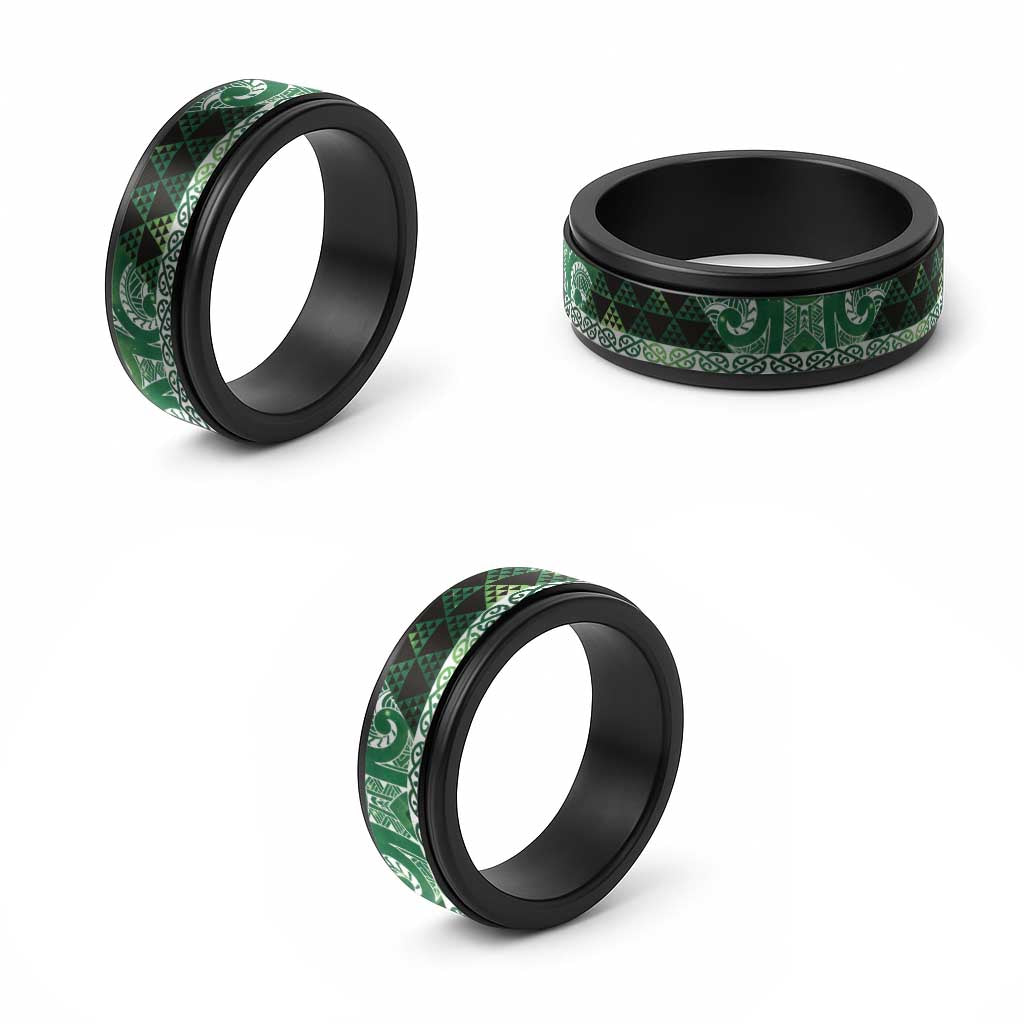Matariki New Zealand Spinner Ring NZ Niho Taniwha Maori New Year Green Galaxy LT14 - Polynesian Pride