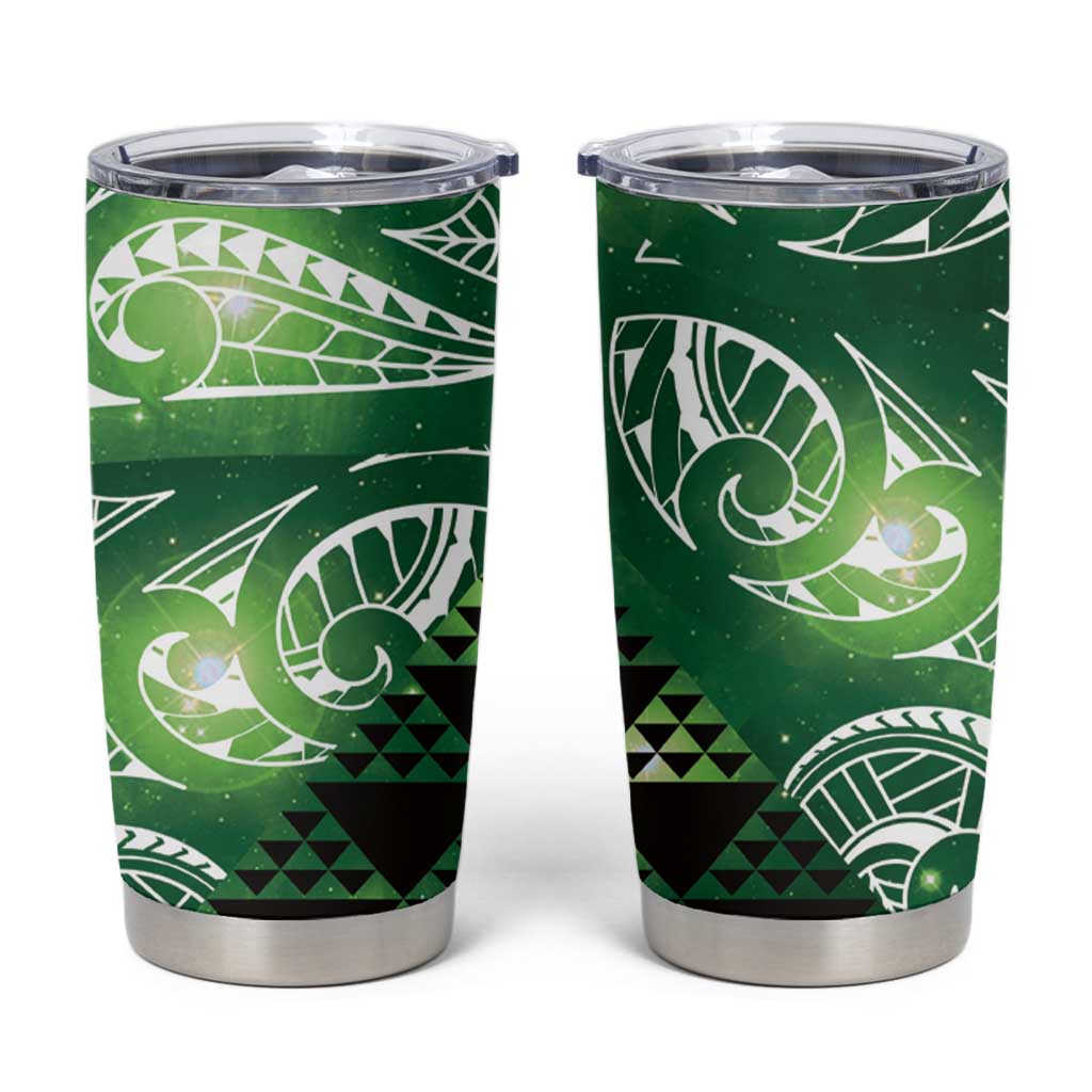 Matariki New Zealand Tumbler Cup NZ Niho Taniwha Maori New Year Green Galaxy LT14 Green - Polynesian Pride