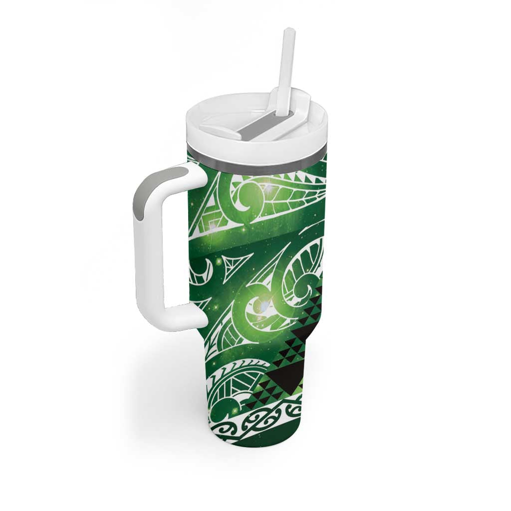 Matariki New Zealand Tumbler With Handle NZ Niho Taniwha Maori New Year Green Galaxy LT14 - Polynesian Pride
