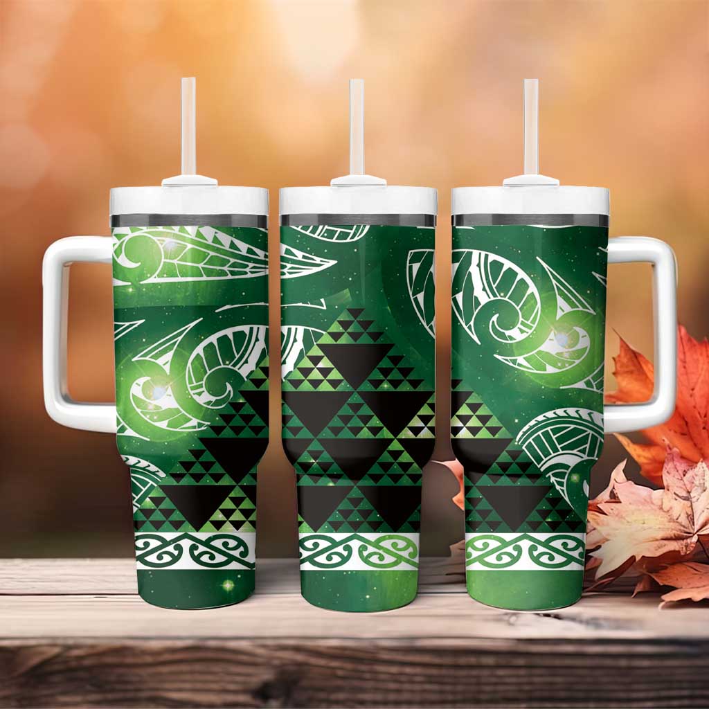 Matariki New Zealand Tumbler With Handle NZ Niho Taniwha Maori New Year Green Galaxy LT14 - Polynesian Pride