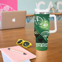 Matariki New Zealand Tumbler With Handle NZ Niho Taniwha Maori New Year Green Galaxy LT14 - Polynesian Pride