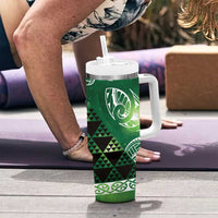 Matariki New Zealand Tumbler With Handle NZ Niho Taniwha Maori New Year Green Galaxy LT14 - Polynesian Pride