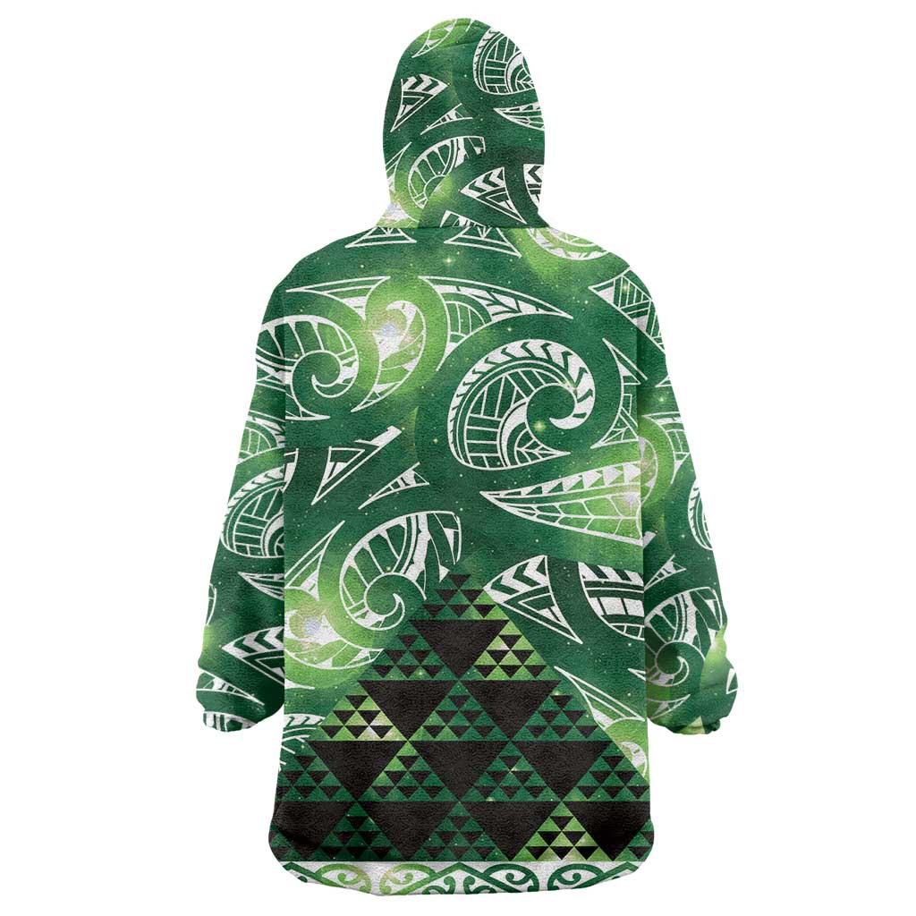 Matariki New Zealand Wearable Blanket Hoodie NZ Niho Taniwha Maori New Year Green Galaxy LT14 - Polynesian Pride