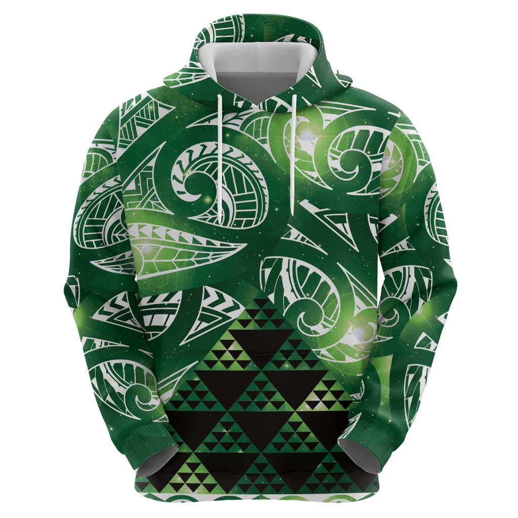 Matariki New Zealand Zip Hoodie NZ Niho Taniwha Maori New Year Green Galaxy LT14 - Polynesian Pride