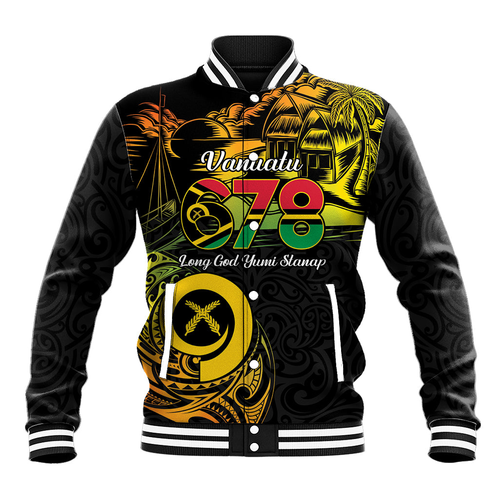 Personalised Vanuatu 678 Baseball Jacket Proud To Be A Ni-Van LT14 Unisex Black - Polynesian Pride
