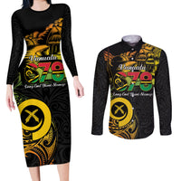 Personalised Vanuatu 678 Couples Matching Long Sleeve Bodycon Dress and Long Sleeve Button Shirt Proud To Be A Ni-Van LT14 Black - Polynesian Pride