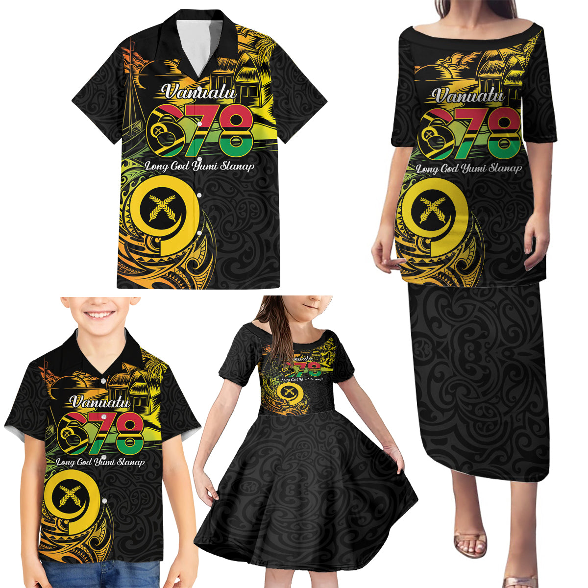 Personalised Vanuatu 678 Family Matching Puletasi and Hawaiian Shirt Proud To Be A Ni-Van LT14 - Polynesian Pride
