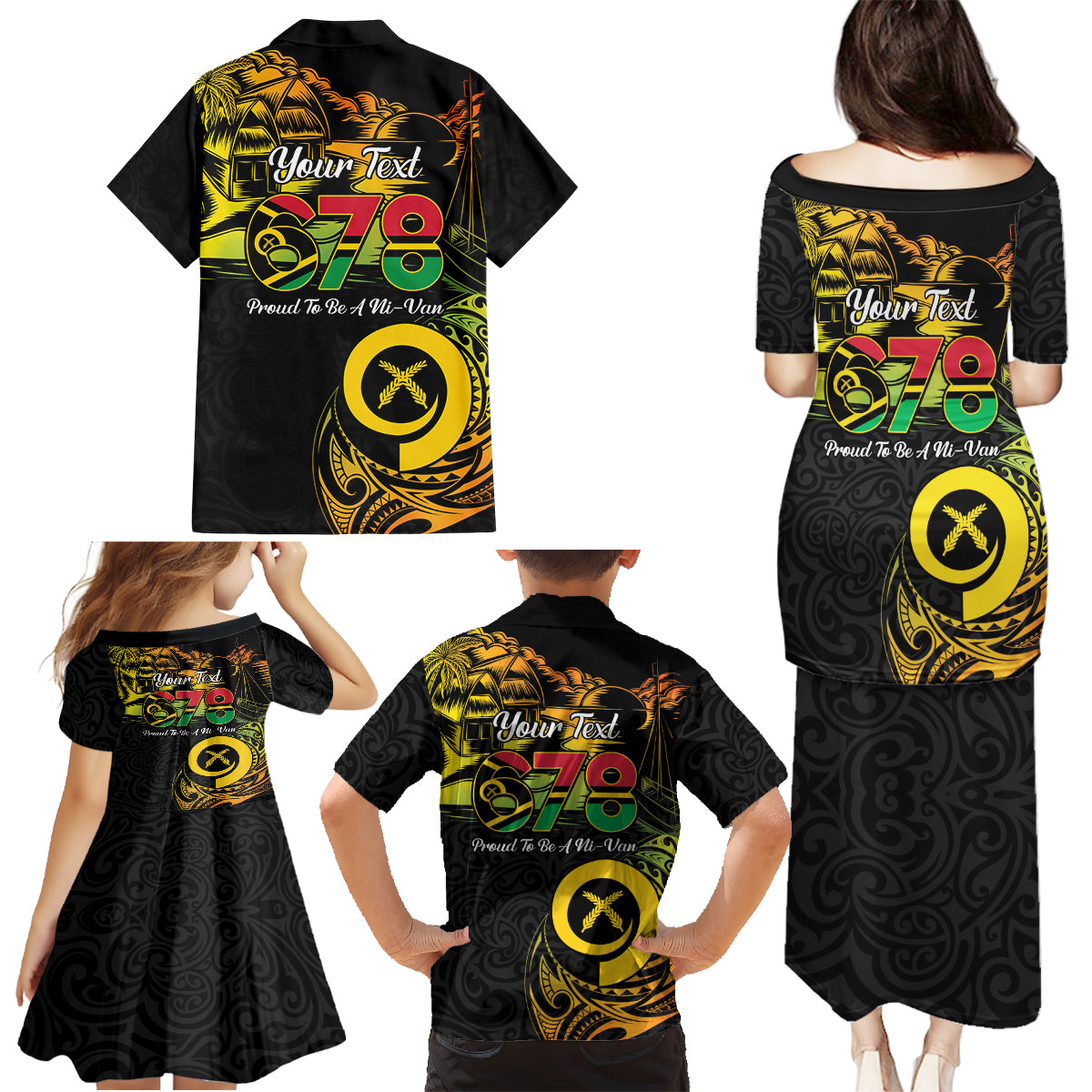Personalised Vanuatu 678 Family Matching Puletasi and Hawaiian Shirt Proud To Be A Ni-Van LT14 - Polynesian Pride